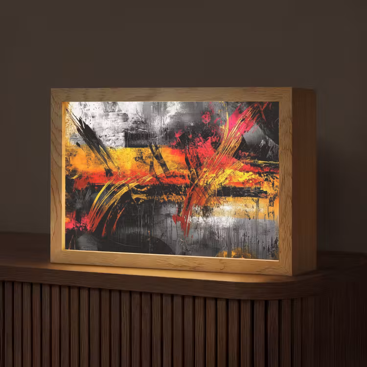 Kunst - Zwart - Abstract Light Box met kabel (Tafellamp) klein -z3d_website