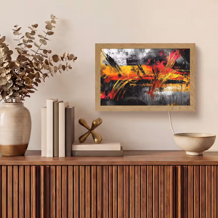 Kunst - Zwart - Abstract Light Box met kabel (Tafellamp) klein -sfeer2