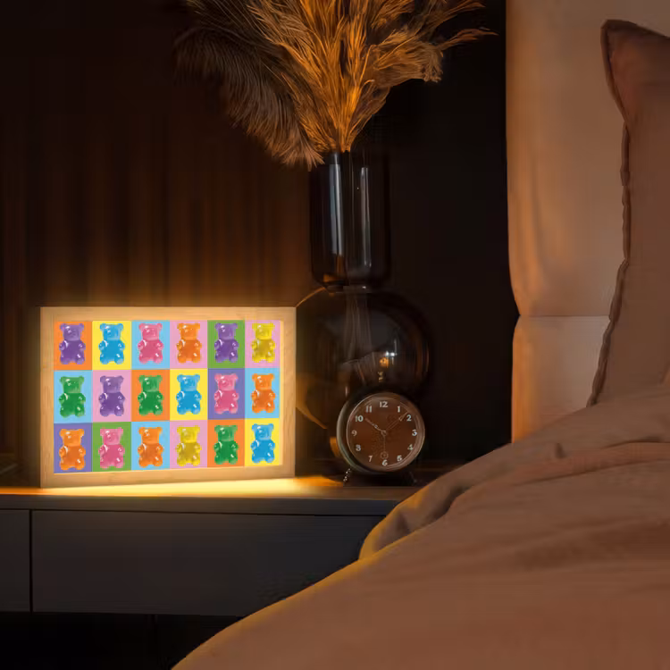 Art- Snoep - Kleurrijk Light Box met kabel (Tafellamp) klein -sfeer1