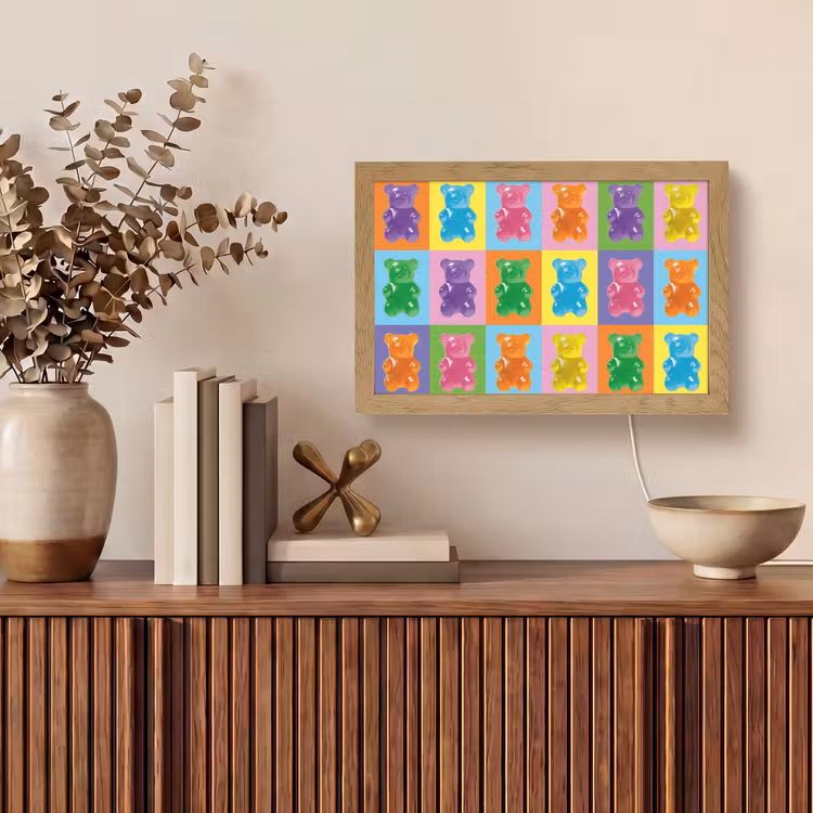 Art- Snoep - Kleurrijk Light Box met kabel (Tafellamp) klein -sfeer2