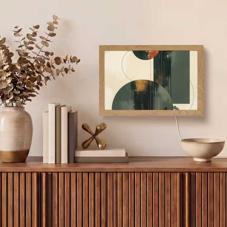 Kunst - Cirkels - Modern - Abstract Light Box met kabel (Tafellamp) klein -sfeer2
