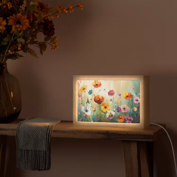 Kunst - Bloemen - Lente - Natuur Light Box met kabel (Tafellamp) klein -sfeer4