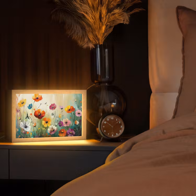 Kunst - Bloemen - Lente - Natuur Light Box met kabel (Tafellamp) klein -sfeer1