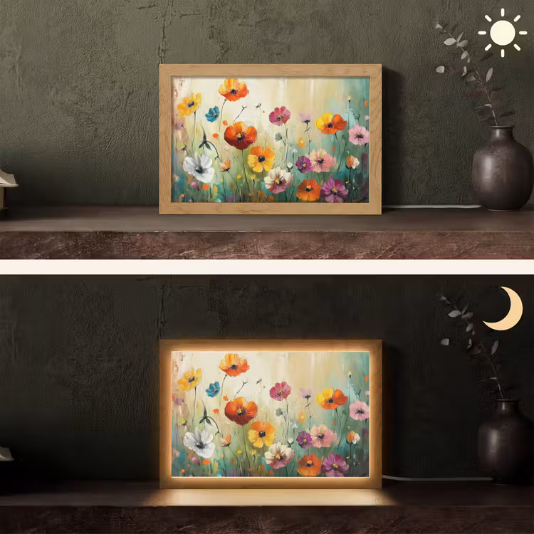 Kunst - Bloemen - Lente - Natuur Light Box met kabel (Tafellamp) klein -sfeer3