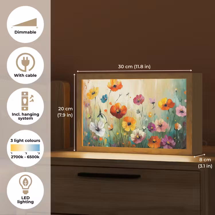 Kunst - Bloemen - Lente - Natuur Light Box met kabel (Tafellamp) klein -USP_EN