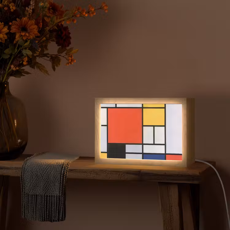 Kunst - Mondriaan - Oude meesters - Compositie 2 Light Box met kabel (Tafellamp) klein -sfeer4