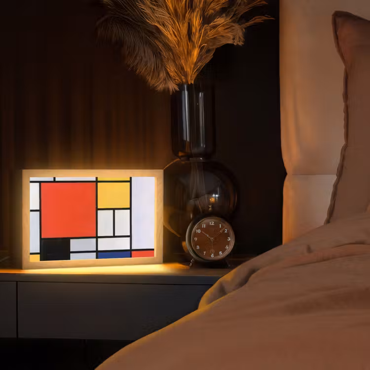 Kunst - Mondriaan - Oude meesters - Compositie 2 Light Box met kabel (Tafellamp) klein -sfeer1