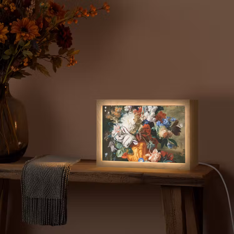 Kunst - Oude meesters - Boeket bloemen in een urn Light Box met kabel (Tafellamp) klein -sfeer4