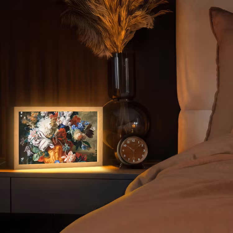 Kunst - Oude meesters - Boeket bloemen in een urn Light Box met kabel (Tafellamp) klein -sfeer1