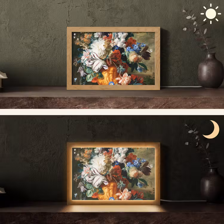 Kunst - Oude meesters - Boeket bloemen in een urn Light Box met kabel (Tafellamp) klein -sfeer3