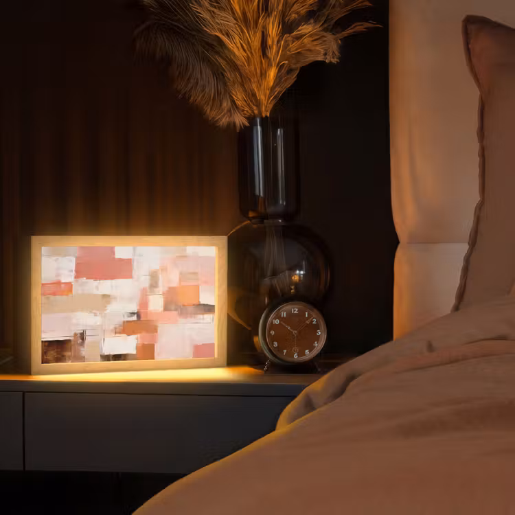 Kunst - Roze - Abstract Light Box met kabel (Tafellamp) klein -sfeer1