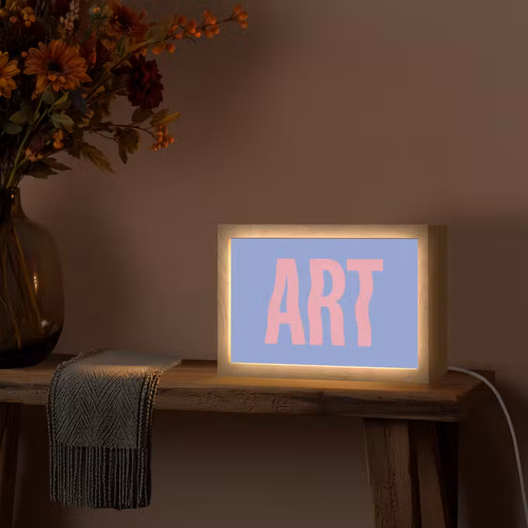 Art - Roze - Blauw Light Box met kabel (Tafellamp) klein -sfeer4