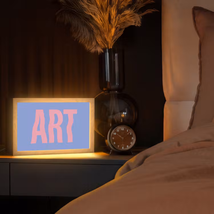 Art - Roze - Blauw Light Box met kabel (Tafellamp) klein -sfeer1