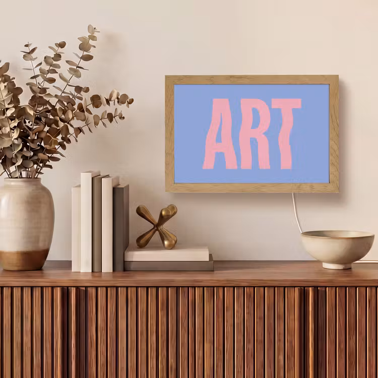 Art - Roze - Blauw Light Box met kabel (Tafellamp) klein -sfeer2