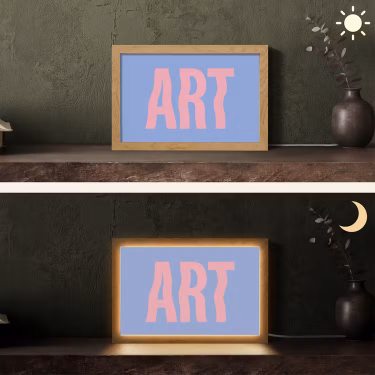 Art - Roze - Blauw Light Box met kabel (Tafellamp) klein -sfeer3