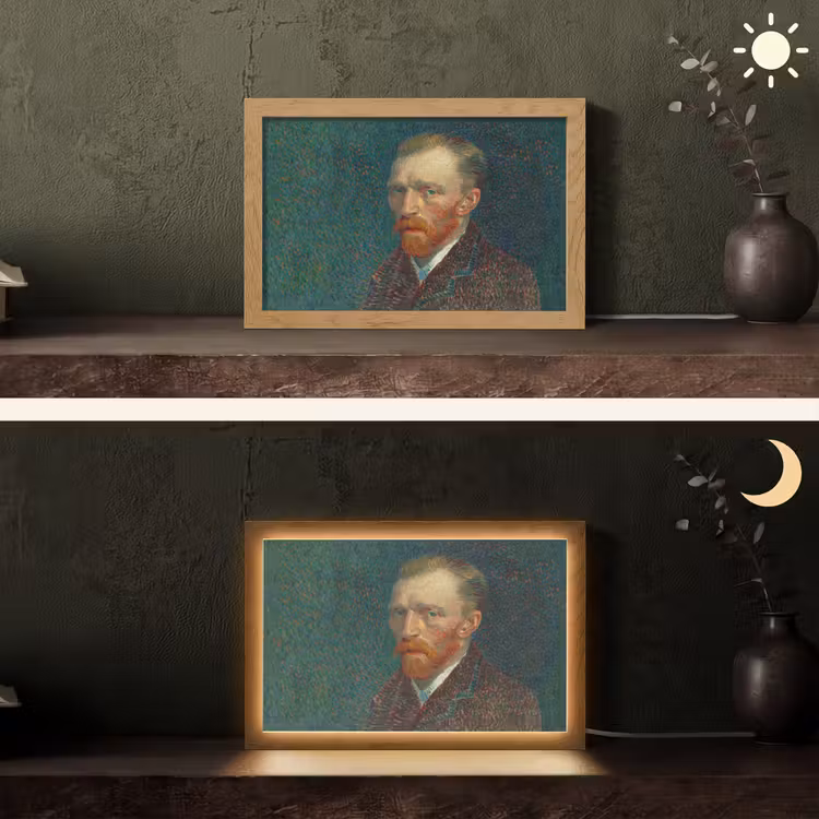 Kunst - Van Gogh - Oude meesters - Zelfportret Light Box met kabel (Tafellamp) klein -sfeer3