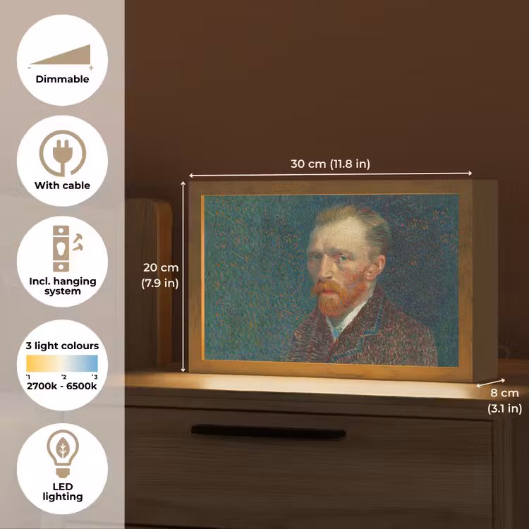 Kunst - Van Gogh - Oude meesters - Zelfportret Light Box met kabel (Tafellamp) klein -USP_EN