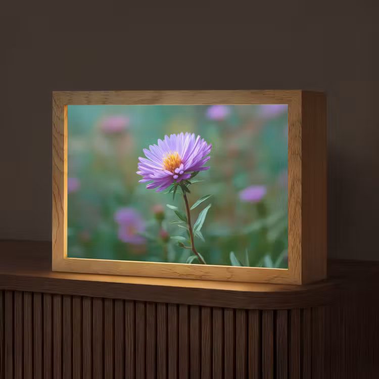 Aster - Paars - Bloem - Blaadjes Light Box met kabel (Tafellamp) klein -z3d_website