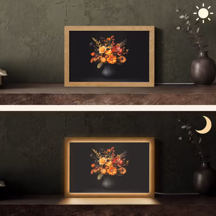 Herfst - Boeket - Oranje Light Box met kabel (Tafellamp) klein -sfeer3