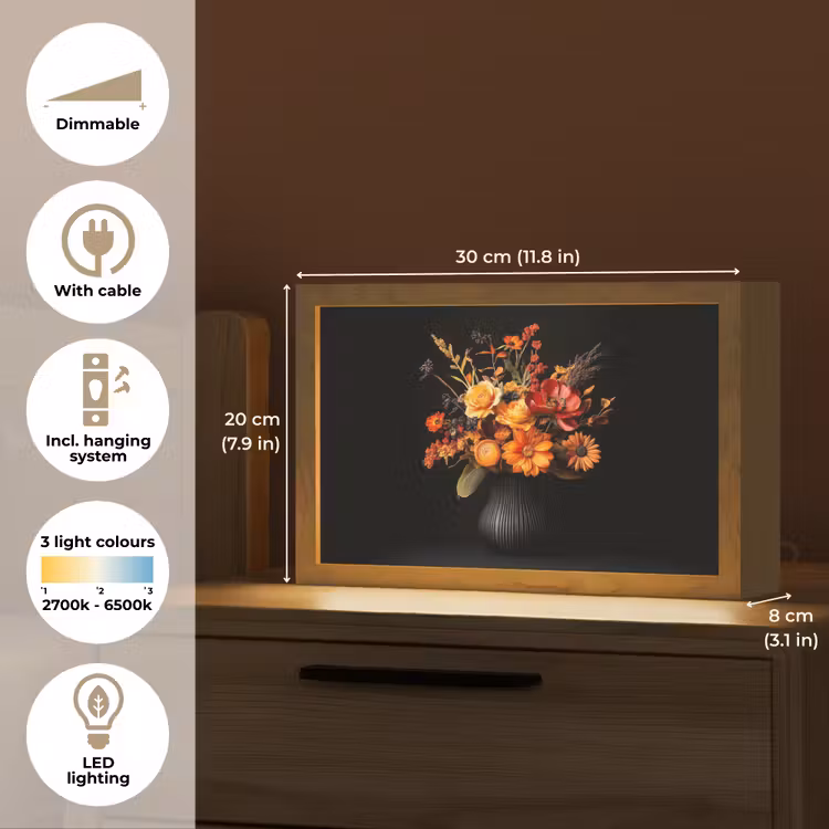 Herfst - Boeket - Oranje Light Box met kabel (Tafellamp) klein -USP_EN
