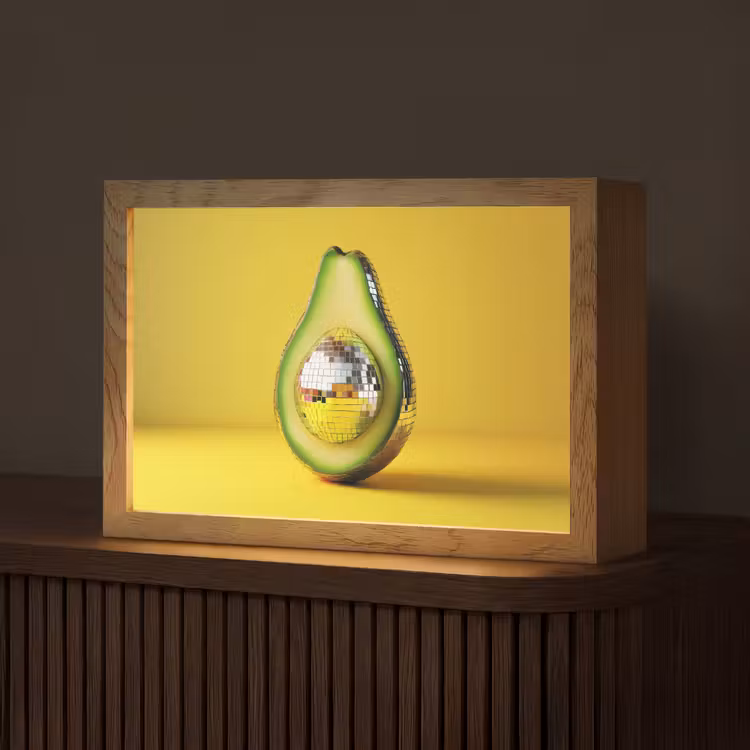 Avocado - Discobal - Geel - Glitter Light Box met kabel (Tafellamp) klein -z3d_website