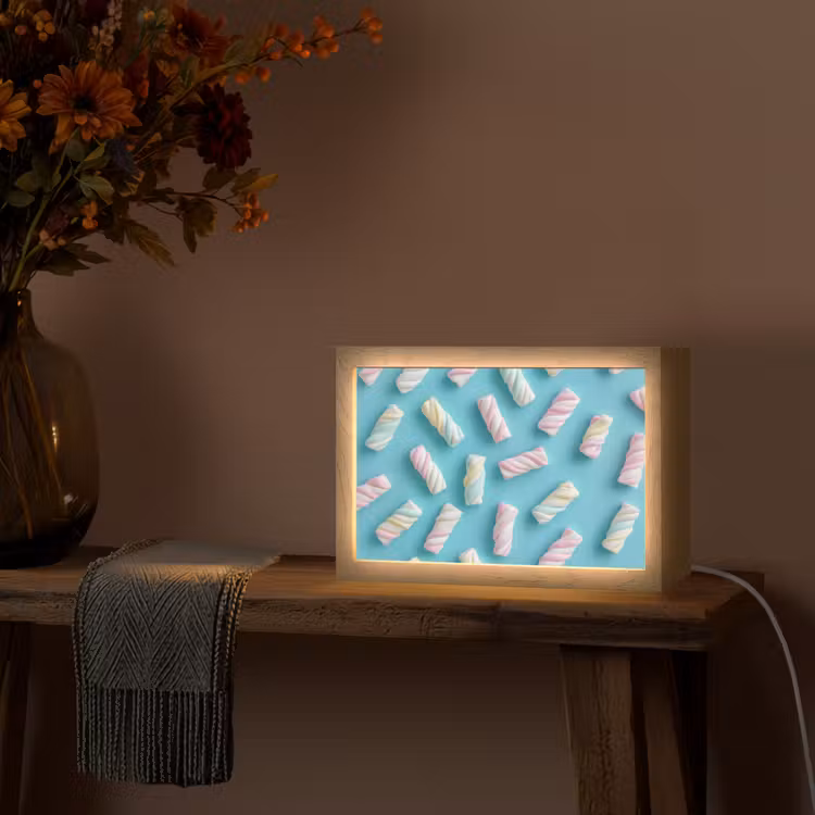 Spekjes - Pastel - Snoep - Blauw Light Box met kabel (Tafellamp) klein -sfeer4