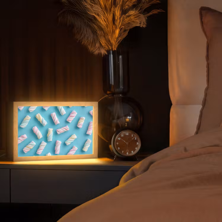 Spekjes - Pastel - Snoep - Blauw Light Box met kabel (Tafellamp) klein -sfeer1