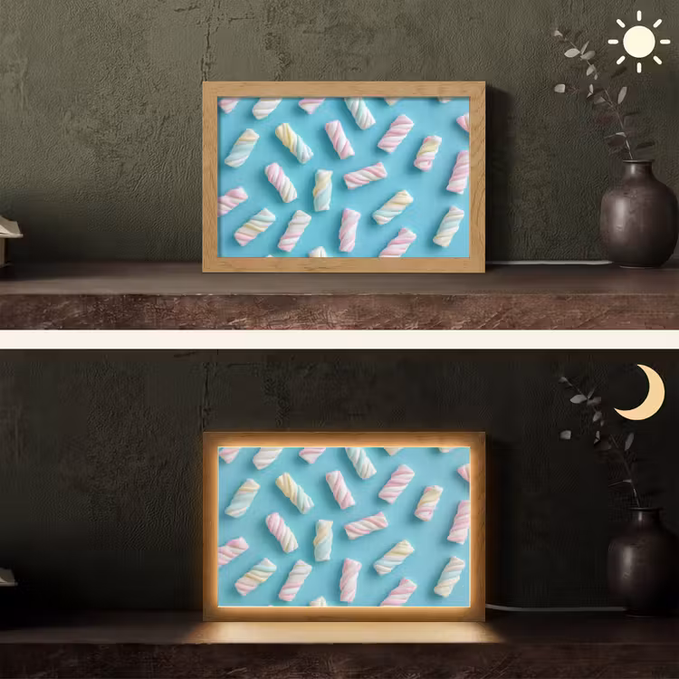 Spekjes - Pastel - Snoep - Blauw Light Box met kabel (Tafellamp) klein -sfeer3