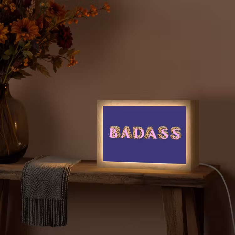 Badass - Panterpint - Schaduw - Roze Light Box met kabel (Tafellamp) klein -sfeer4