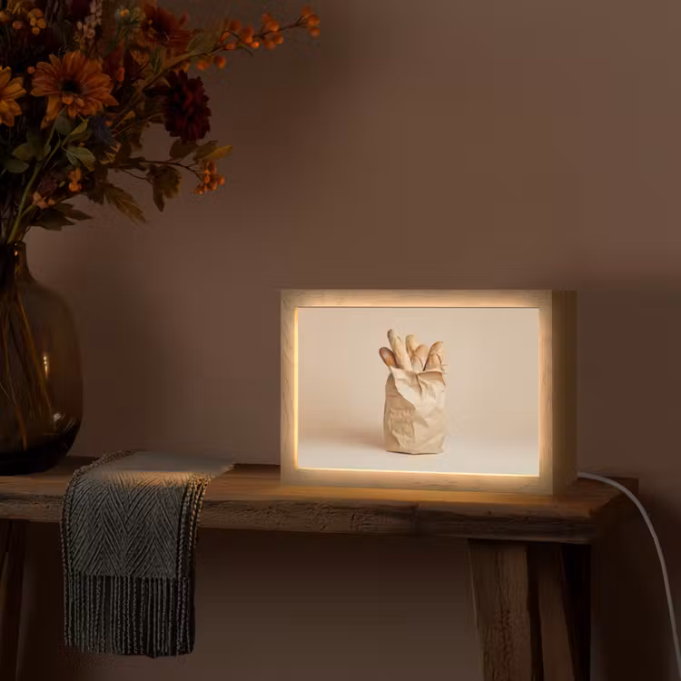 Baguette - Brood - Stokbrood - Beige Light Box met kabel (Tafellamp) klein -sfeer4