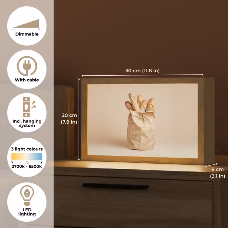 Baguette - Brood - Stokbrood - Beige Light Box met kabel (Tafellamp) klein -USP_EN