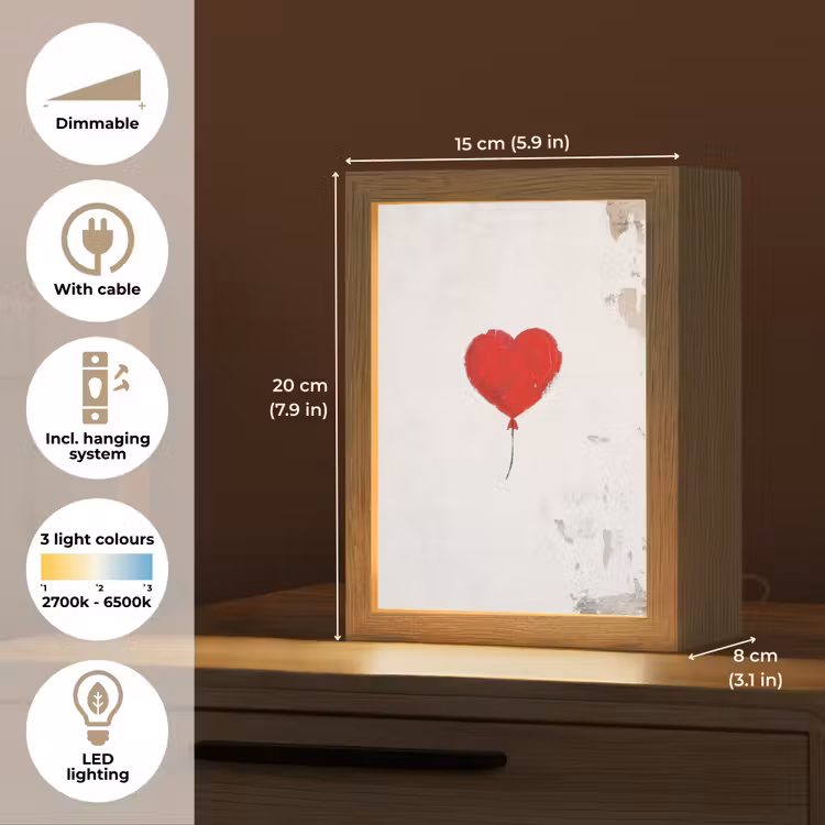 Ballon - Rood - Hart Light Box met kabel (Tafellamp) klein -USP_EN