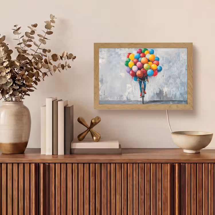 Balonnen - Street art - Vintage Light Box met kabel (Tafellamp) klein -sfeer2