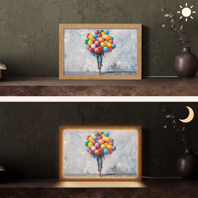 Balonnen - Street art - Vintage Light Box met kabel (Tafellamp) klein -sfeer3