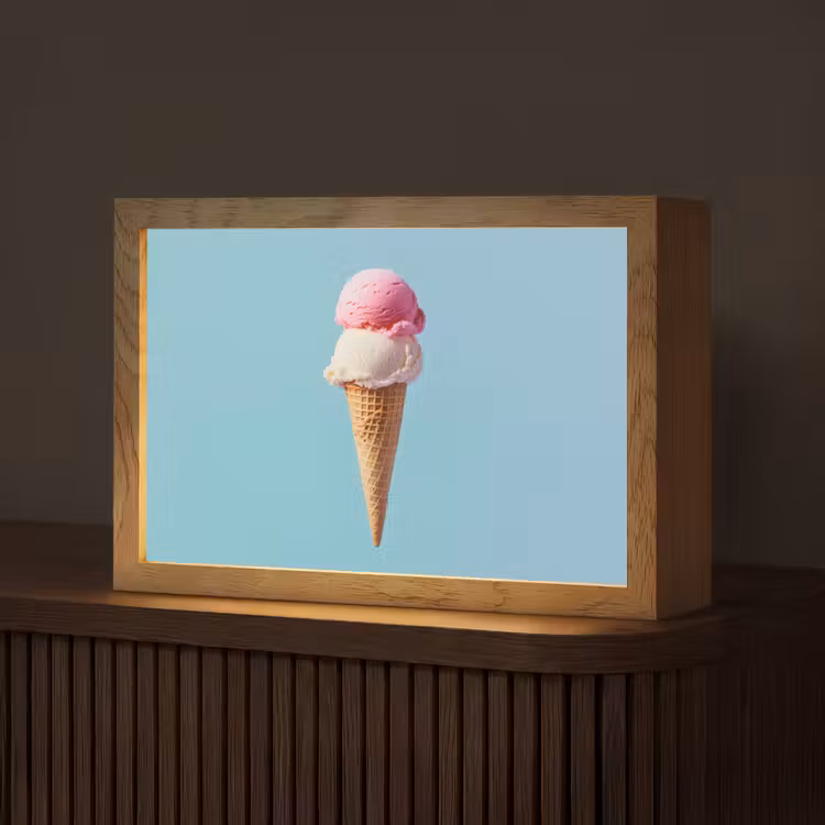 Bolletjes - Schepijs - Hoorntje - Blauw Light Box met kabel (Tafellamp) klein -z3d_website