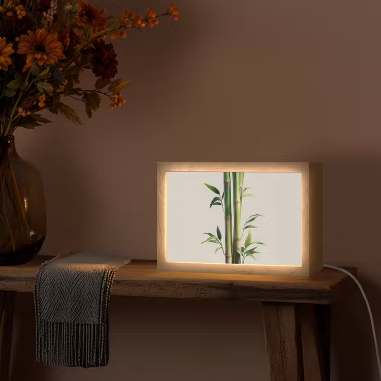 Bamboestengels - Sierlijk - Groen Light Box met kabel (Tafellamp) klein -sfeer4