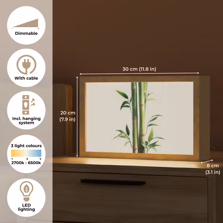 Bamboestengels - Sierlijk - Groen Light Box met kabel (Tafellamp) klein -USP_EN