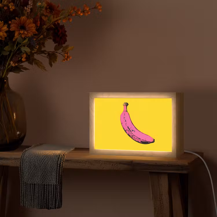Banaan - Grafisch - Geel Light Box met kabel (Tafellamp) klein -sfeer4