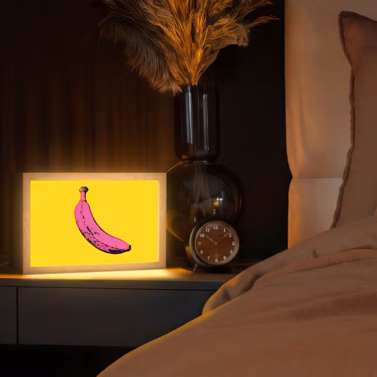 Banaan - Grafisch - Geel Light Box met kabel (Tafellamp) klein -sfeer1