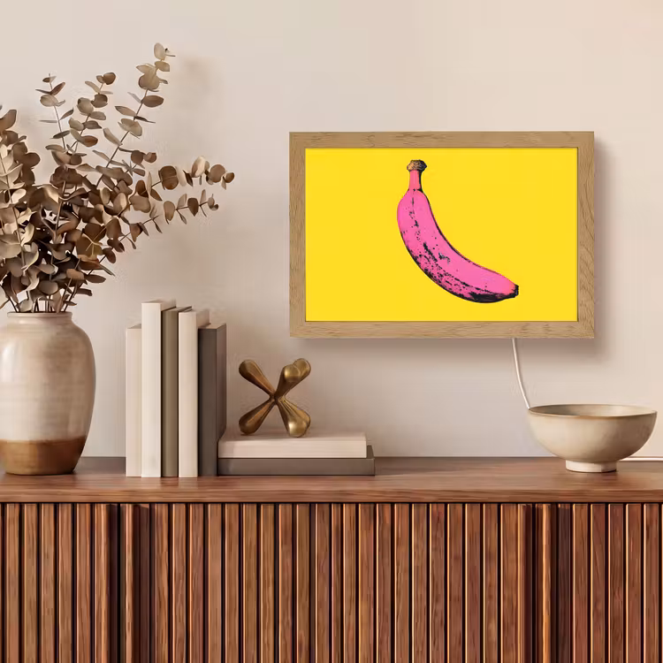 Banaan - Grafisch - Geel Light Box met kabel (Tafellamp) klein -sfeer2