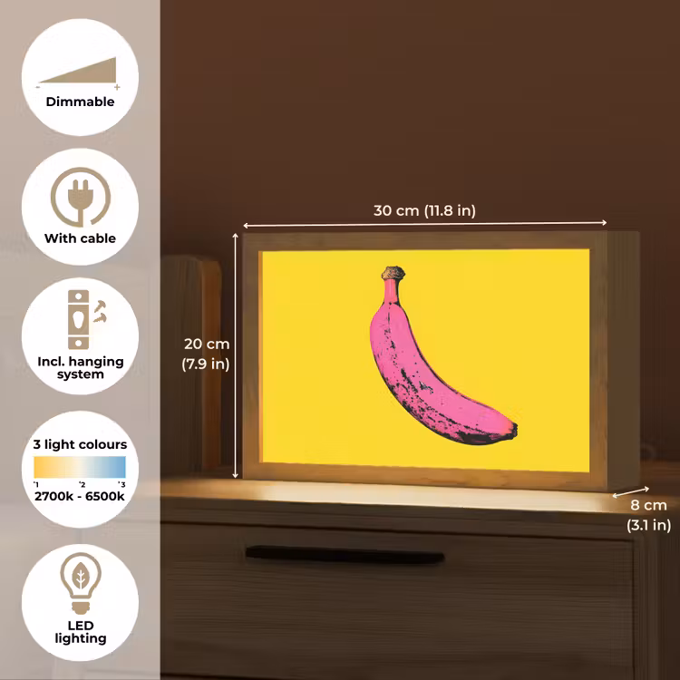 Banaan - Grafisch - Geel Light Box met kabel (Tafellamp) klein -USP_EN