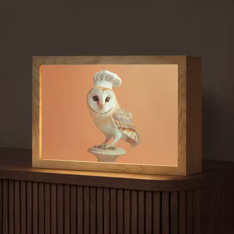 Kerkuil - Koksmuts - Oranje - Vogel Light Box met kabel (Tafellamp) klein -z3d_website