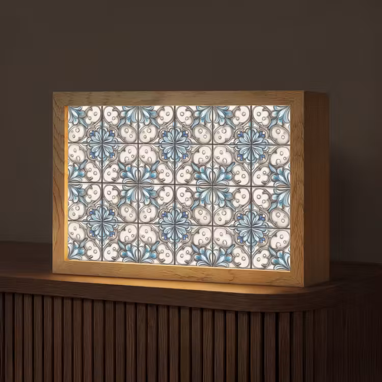 Barok - Tegel - Kleurrijk Light Box met kabel (Tafellamp) klein 924 -z3d_website