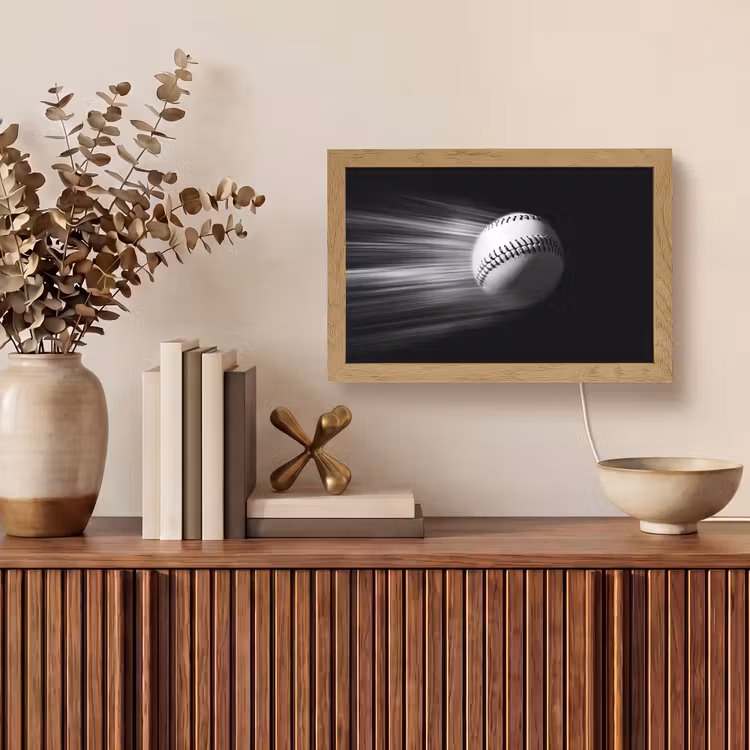 Honkbal - Wit - Vliegt Light Box met kabel (Tafellamp) klein -sfeer2