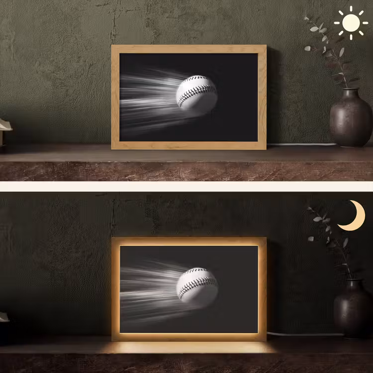Honkbal - Wit - Vliegt Light Box met kabel (Tafellamp) klein -sfeer3