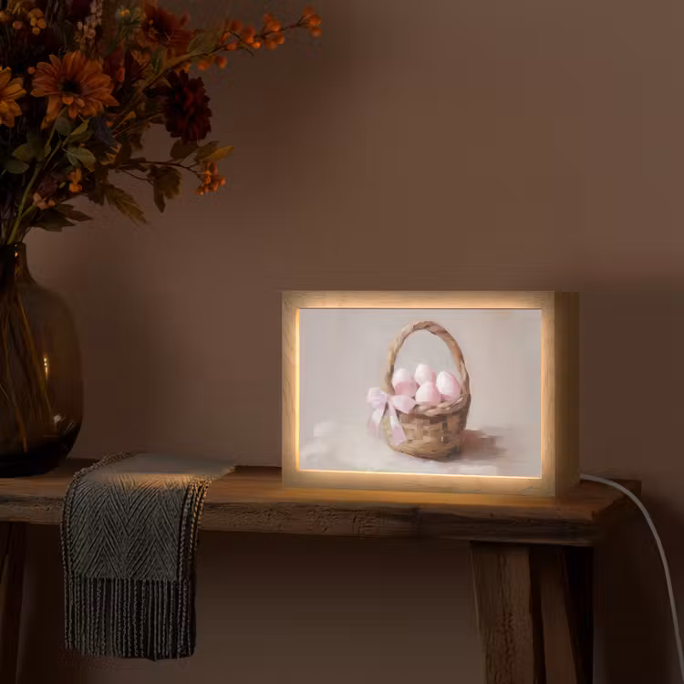 Mand - Eieren - Roze Light Box met kabel (Tafellamp) klein -sfeer4