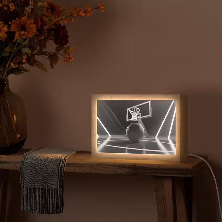 Basketbal - Basketbalveld - Lichtlijnen Light Box met kabel (Tafellamp) klein -sfeer4
