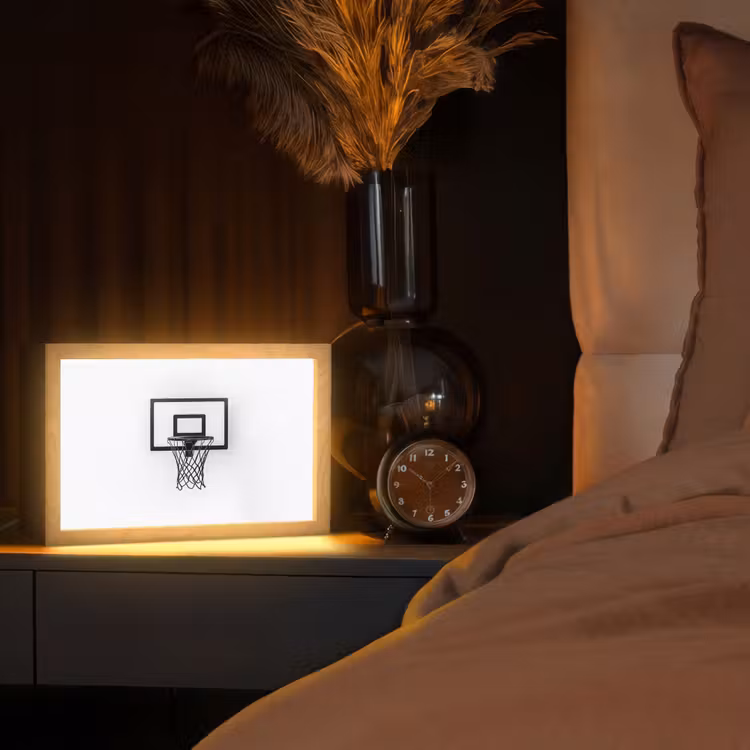 Basketbalbord - Minimalistisch - Zwart Light Box met kabel (Tafellamp) klein -sfeer1