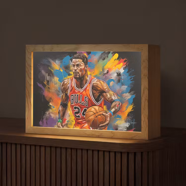 Basketbal - Verf - Kleuren - Rood Light Box met kabel (Tafellamp) klein -z3d_website