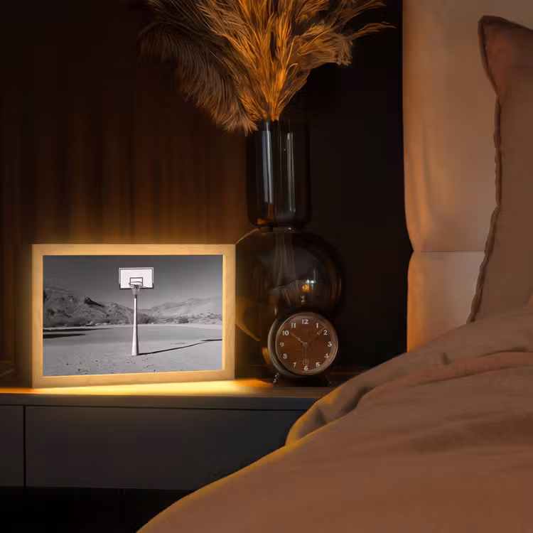 Basketbalpaal - Landschap - Zand - Wit Light Box met kabel (Tafellamp) klein -sfeer1